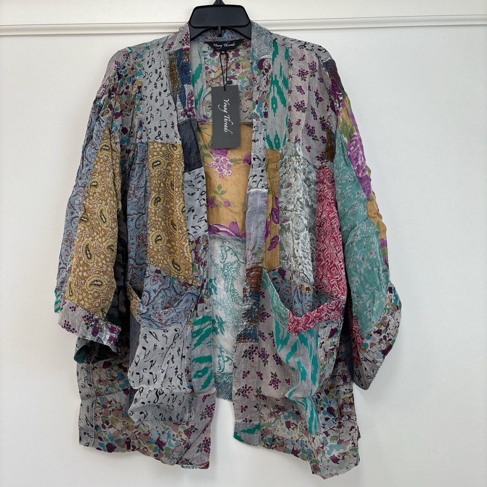 Young Threads Boho Patchwork Kimono Cardigan NWT … - image 1